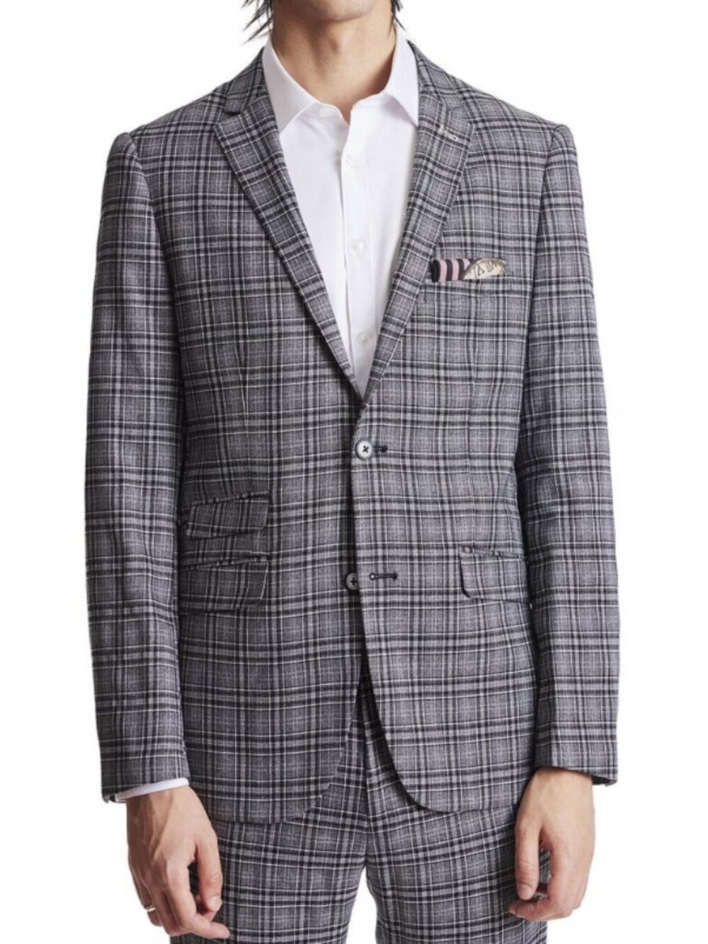 Paisley & Gray Dover Notch Slim Fit Jacket Men's Gray Plaid Abstract Interior 44